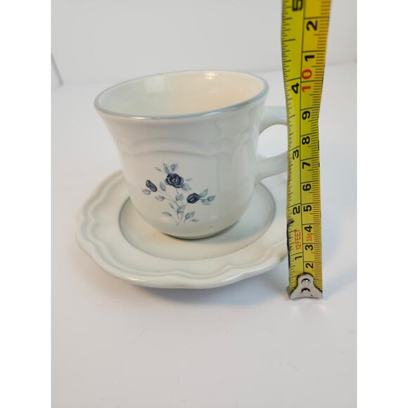 Pfaltzgraff Poetry Blue Rose Vintage Cup And Saucer Glossy Coffee Tea - Picture 11 of 12